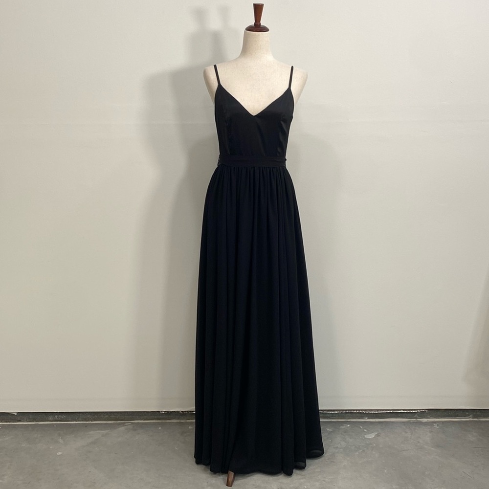 Modcloth Evening Gown Maxi Spaghetti Strap  Bridesmaids Black Tie Women's - Picture 2 of 14